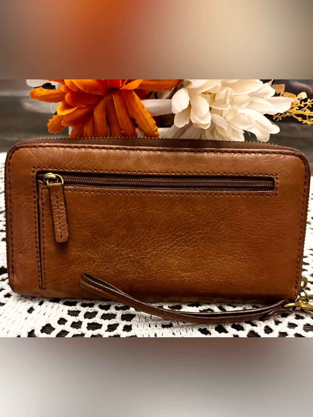 Fossil Julia Leather RFID Zip Around Clutch Wristlet Wallet Brown SWL1556 - Picture 4 of 15
